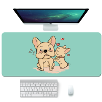 爱心狗狗 60x30x0.3厘米 超大防水鼠标垫可爱女生电脑键盘垫办公书桌学习写字垫柯基独角兽