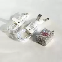 爱心白钻亮白C00 水钻华为p30p20pro/mate20x数据线保护套v20手机充电器耳机保护贴