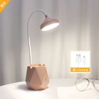 粉色 配USB线 护眼小台灯USB可充电式LED学生宿舍书桌卧室儿童阅读学习床头夜灯