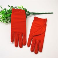 红色 全指1双 防晒半指手套女士冰丝夏季开车防紫外线氨纶透气弹力紧身露指手套