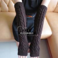 咖啡色 均码 陕西西安韩版冬季保暖可爱毛线假袖子加厚袖套半指手臂套女士长。