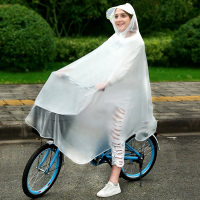 磨砂白-自行车双帽防飘扣 XXL 男女款电动自行车雨衣单人男女骑行单车用雨披学生透明飘雨面罩。