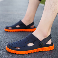 蓝桔 39 包头凉鞋男士洞洞鞋夏季游泳涉水防滑塑料沙滩鞋海边大头拖鞋塑胶