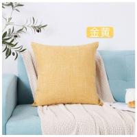 黄色 (40X40)单独亚麻枕套 北欧沙发卡通可拆洗靠垫抱枕办公室卧室弹力亚麻靠背男女护腰枕套