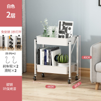 2层白色基础款[万向轮]价29 免安装折叠厨房置物架落地多层蔬菜篮婴儿用品收纳架小推车可移动