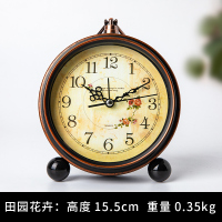 田园花卉 复古学生专用闹钟小型家用床头欧式台式钟表摆件时钟座钟桌面闹表