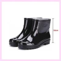 棉套16公分 43 版塑胶高水靴韩防水鞋雨鞋高中大人长筒靴筒靴子防水靴男低帮。鞋