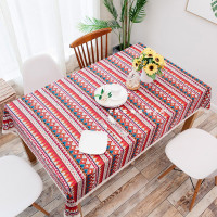 酒红色 抱枕套45*45cm 地中海棉麻桌布布艺异域民族风台布田园餐桌布茶几布盖巾波西米亚