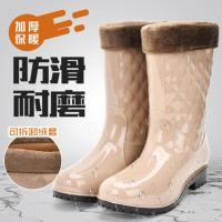 加绒雨鞋女中筒保暖水鞋防滑耐磨水靴胶鞋套鞋雨靴。