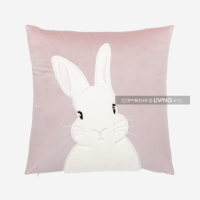 粉白兔-美颜 45x45cm(不含芯枕套) LIVING inc.兔子毛绒绣花抱枕沙发客厅靠枕ins粉色可爱少女心靠垫