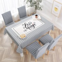 浅灰色 城市格调 桌布120cm*120cm 桌套椅套套装北欧餐厅桌椅罩餐桌布餐椅椅垫椅背垫风格一体椅子。