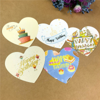 心形无绳生日贺卡50张 教师节卡通可爱生日单页贺卡带绳心形留言祝福小卡片许愿树挂卡