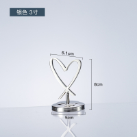 3寸银色爱心 婚礼庆典相片简约牌号迷你插卡金色席位夹座位指示牌烛台议席台卡