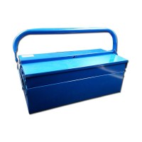 2层蓝色 不锈钢工具箱三层折叠木工车载加厚家用五金套装大号空箱多层铁盒