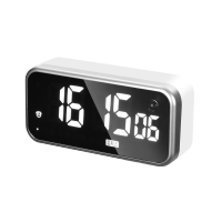 珍珠白/银灰 插电款 中文 LESTRY多功能夜光静音led数字时钟带秒卧室智能感应闹钟