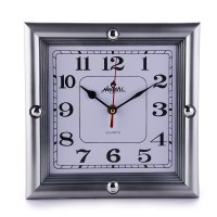 方形银色 10英寸 恒时10英寸挂钟客厅钟表办公室简约时钟现代时尚挂表石英钟表
