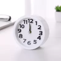 白色 圆形. 小床闹钟桌上小闹钟石英夜光灯卡通振动小巧型人家便携可爱桌面
