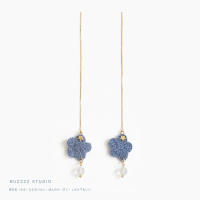 #2雾蓝花 雾里看花日系气质耳线 雾蓝灰少女心简约长款超仙耳环耳钉耳饰女