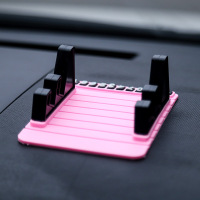 梯形防滑垫带号码【粉色】 车载卡通梯形防滑垫多功能手机支架带临时号码停车牌汽车装饰用品