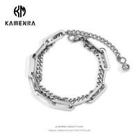 钢色(适合手围约13-19cm) 卡门 原创ins小众设计拼接双层手链男女嘻哈个性冷淡风钛钢手饰品
