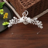 006[天鹅简易款]简装:备用胶+ 钻+夹子+丝带 儿童皇冠头饰花童手工水晶发饰王冠女孩生日演出发箍公主礼服配饰