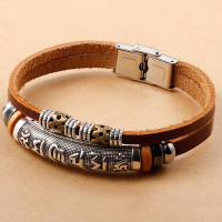 牛皮手链男韩版潮学生 嘻哈个性编织绳男生首饰手镯霸气