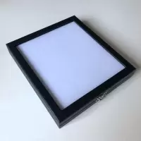 9*9cm 黑漆皮玻璃盒带锁扣透明彩宝盒黑漆布天窗盒彩宝石裸石戒面展示箱