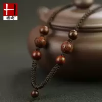 小叶紫檀手工四股辫 小叶紫檀顺纹老料莲花珠手工编织项链绳吊坠挂绳佛牌汉服挂件绳子