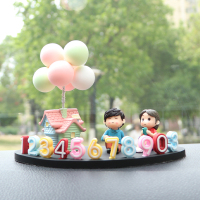 烂漫气球情侣 临时停车挪车电话号码牌汽车载卡通可爱情侣创意摆件移车卡停靠牌