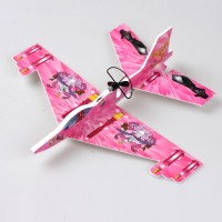 粉凤凰战斗机带彩灯 一架战机 儿童电动手抛泡沫飞机户外滑翔机男孩飞行玩具礼物拼装战斗机航模