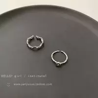 银色不规则圆片戒指 高级感轻奢不规则纹理戒指女套装小众设计时尚个性气质食指戒指环