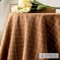 英伦棕色(半米价) 秋冬加厚格子毛呢布料大衣外套风衣阔腿裤子裙子粗纺羊毛呢子面料