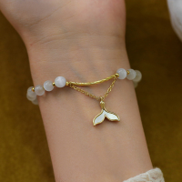 猫眼石鱼尾贝母手链 [镀真金] 猫眼石鱼尾贝母手链女ins小众设计闺蜜学生简约招桃花手串手饰品