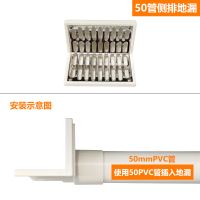 304面板侧地漏 50管（工程推荐） 304不锈钢50管75墙面式横排水阳台110侧排地漏过滤网露台直角地漏