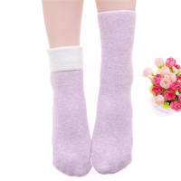 浅紫 2双 均码【建议35-45码】加绒雪地袜 袜子女秋冬款棉袜中筒袜月子长袜雪地袜冬季加绒厚短袜男士保暖袜