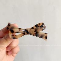 米豹纹 气质淑女蝴蝶结顶夹细长韩国一字夹刘海发卡后脑勺发夹子优雅头饰