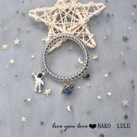 蓝色星球磁力装 磁力相吸太空人小皮筋送男友宣示主权漫步星球头绳手链两用情侣款