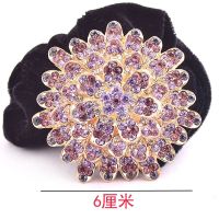 满钻奢华大花朵紫色 高档满钻绒布圈奢华水晶玫瑰头花发圈马尾发饰盘发圈头绳闪亮头花