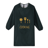 长袖厨师黑色(不防水) 厨房炒菜防油烟味衣服围裙家用防水防油长袖面罩煮饭烧菜罩衣围腰