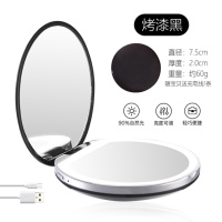 E15-烤漆黑(充电款)送数据线 智能镜子触摸屏小镜子随身携带带灯化妆镜梳妆镜手拿式镜家用小型