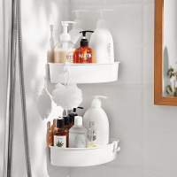 白色 瓣瓣浴室免打孔转角置物架卫生间洗漱架厕所壁挂收纳吸壁式三角架
