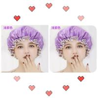 2个浅紫色-人气爆款 快速擦干头发双层加厚防水成人女款浴帽厨房帽子防尘防油烟干发帽
