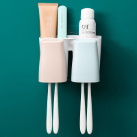 两杯+置物架 不带字帖 牙刷置物架全自动挤牙膏器神器免打孔卫生间壁挂式家用挤压器套装