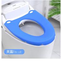 蓝色送收纳袋+挂钩 外宽38CM以内可用 加厚可折叠马桶垫防水硅胶马桶坐垫合租房坐便器旅行马桶坐便垫