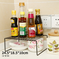 [低层]时尚黑 二号 可伸缩铁艺厨房置物架橱柜碗碟架厨具沥水收纳架调味品架子分层架