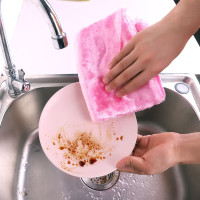 粉色5条装 厨房抹布吸水不掉毛家务清洁擦手巾擦桌去油丝光抹布家用洗碗布