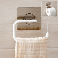 双庆卫生间吸盘挂毛巾架免打孔浴室免钉毛巾杆创意单杆毛巾置物架