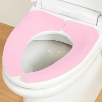 素色粉色 日本oka 春夏薄款马桶垫卫生间耐用坐垫圈家用厕所粘贴式坐便器套