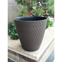 巧克力色高款13寸 中等 环球外贸仿藤编盆13寸15寸大圆形高档田园花盆装饰盆仿真塑料花盆