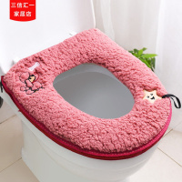 羊羔绒-富贵犬玫红(加厚保暖) 拉链马桶垫冬季加厚加绒保暖大便器坐垫防水家用毛绒坐便套通用座